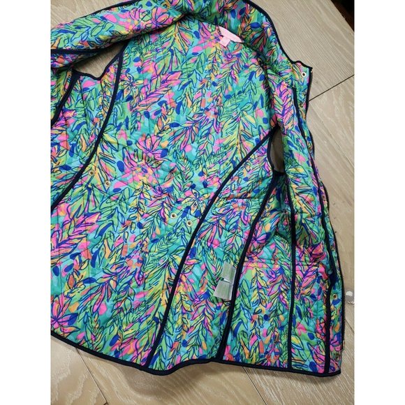 Lilly Pulitzer Getaway Quilted Vest Blue Lightweight Snap Zip Front XS XSmall - Picture 9 of 10